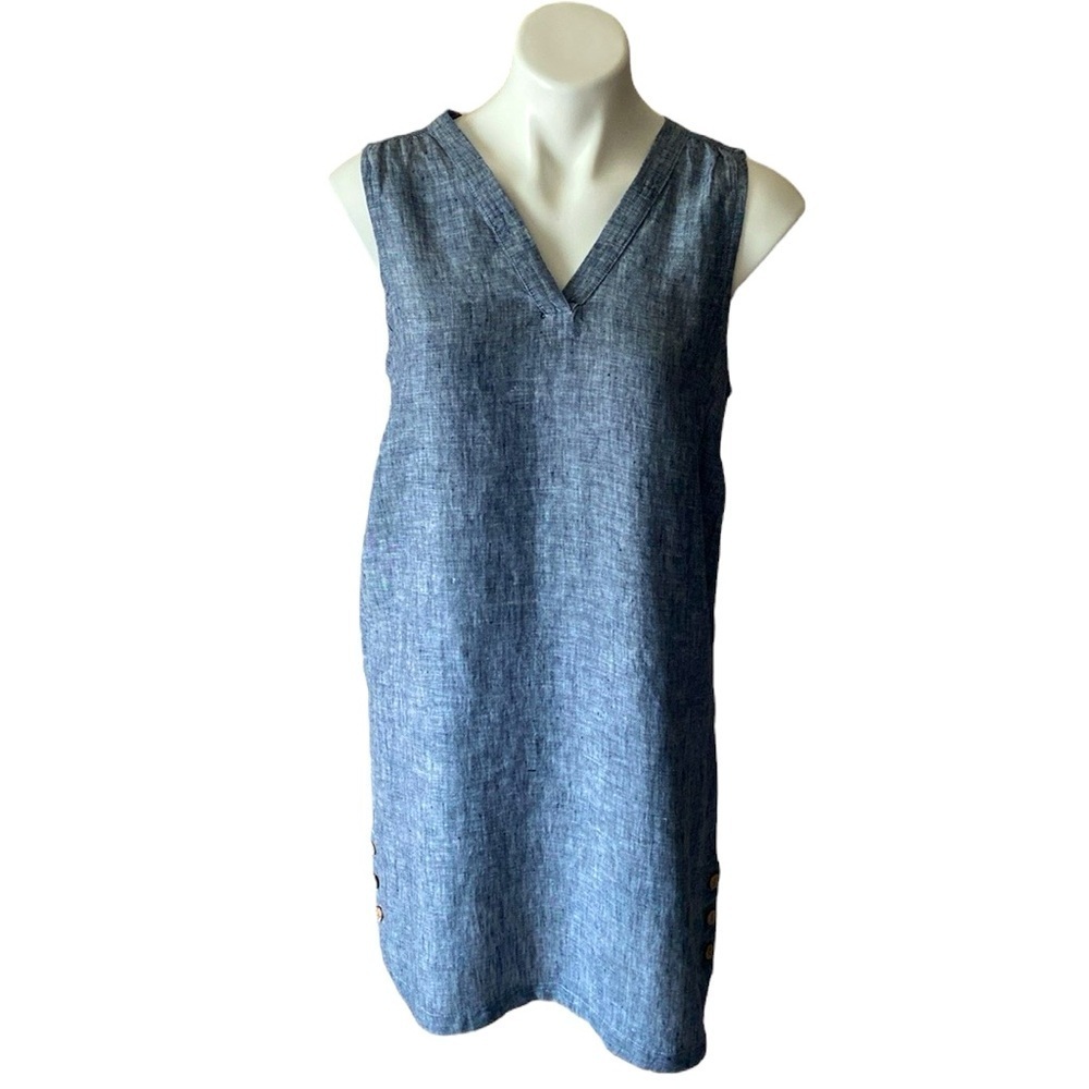 Nicole Miller Women’s 100% Linen Chambray Sleeveless Shift Dress Size Medium
